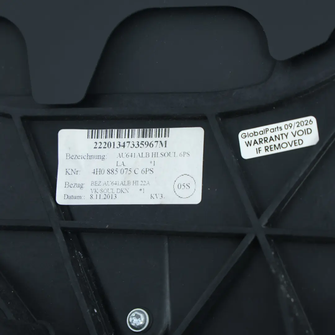Audi A8 D4 Podłokietnik Tylnej Kanapy Skóra Czarny - SKU 4H0885075G - Numer Części 4H0885075G