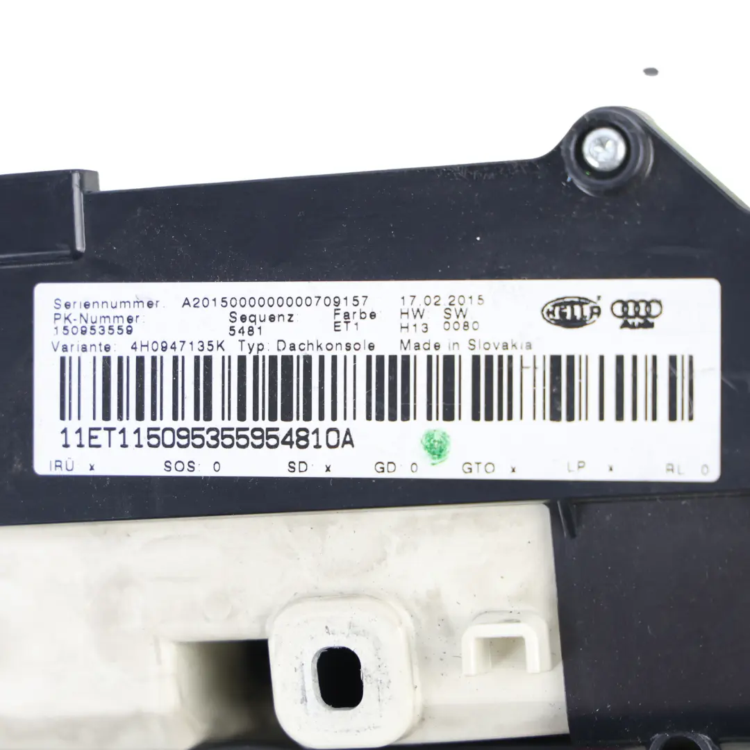 Plafonnier Lecture Toit Ouvrant Rangement pour Audi A8 D4 à propos du numéro de pièce 4H0947135K Audi A8 D4 Plafonnier Lecture Toit Ouvrant Rangement - SKU 4H0947135K - Numéro de pièce 4H0947135K