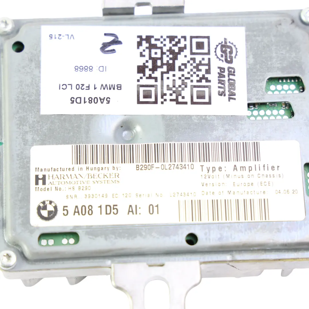 Harman Kardon Amplificatore Audio Modulo Booster per BMW F20 F30 F32 con numero di parte 5A081D5 BMW F20 F30 F32 Harman Kardon Amplificatore Audio Modulo Booster - SKU 5A081D5 - Numero di parte 5A081D5