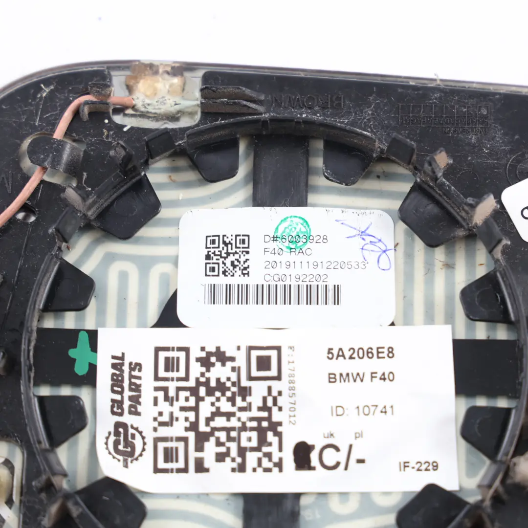 BMW F40 F44 Vetro Specchietto Retrovisore Grandangolare Destro - SKU 5A206E8 - Numero di parte 5A206E8