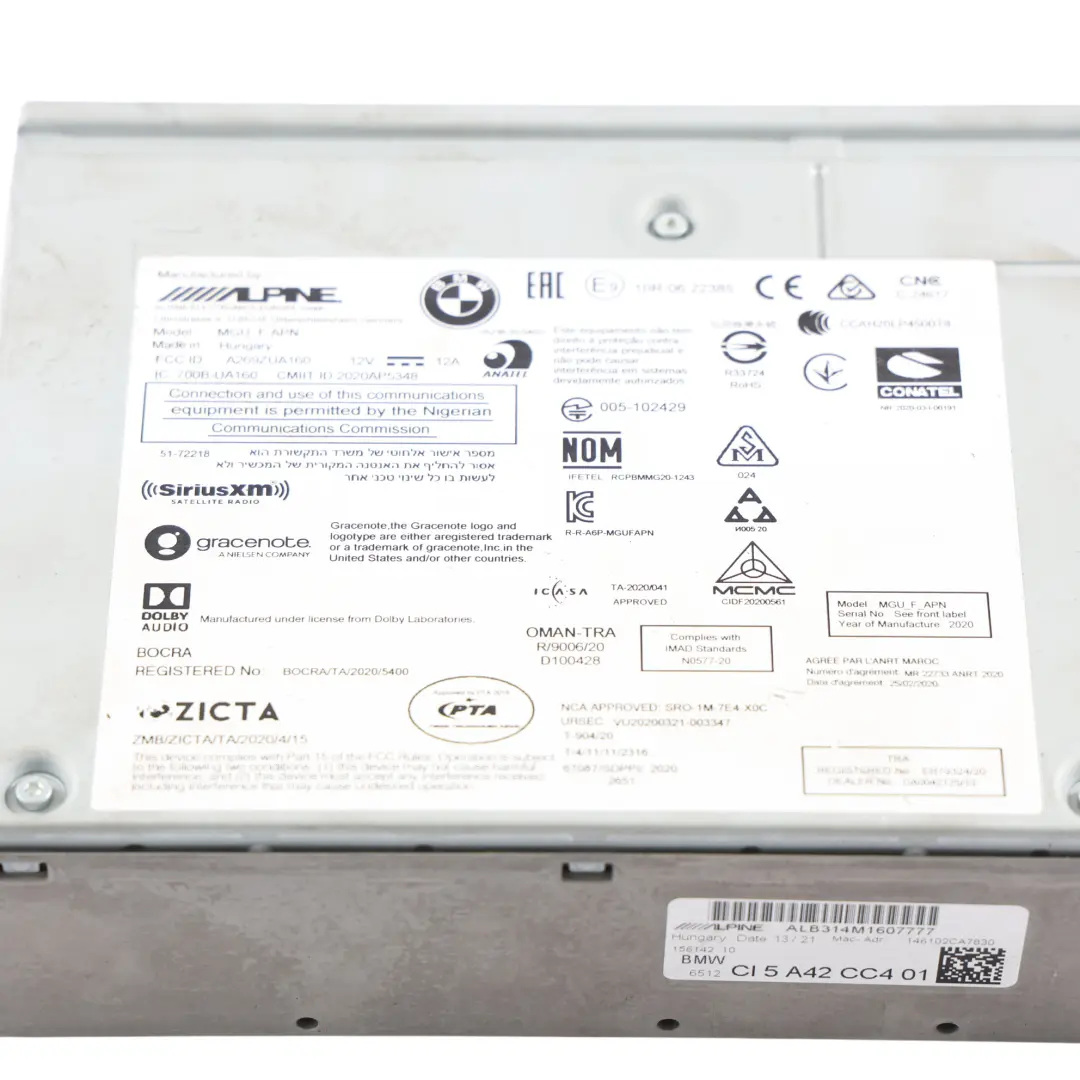BMW F40 F44 Unità Principale CD Alpine High 3 - SKU 5A42CC4 - Numero di parte 5A42CC4