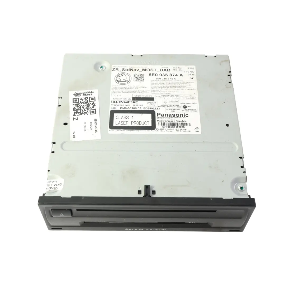 Skoda Octavia RS 5E Radio Player SAT NAV Bluetooth Head Unit Module - SKU 5E0035874A - Part number 5E0035874A