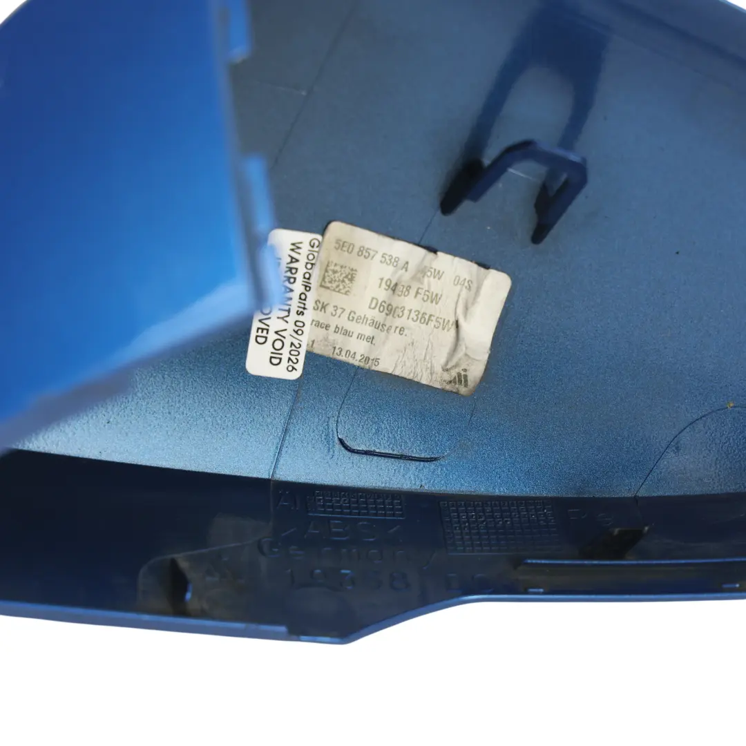 Copertura Specchietto Destro Blu Race F5W per Skoda Octavia 5E con numero di parte 5E0857538A Skoda Octavia 5E Copertura Specchietto Destro Blu Race F5W - SKU 5E0857538A-RAB - Numero di parte 5E0857538A