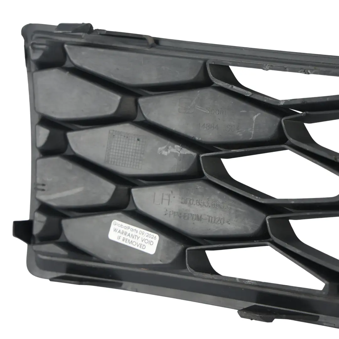 5F Front Bumper Fog Light Grid Grille Cover Left N/S to Seat Leon Cupra with Part number 5F0853665C Seat Leon Cupra 5F Front Bumper Fog Light Grid Grille Cover Left N/S - SKU 5F0853665C - Part number 5F0853665C