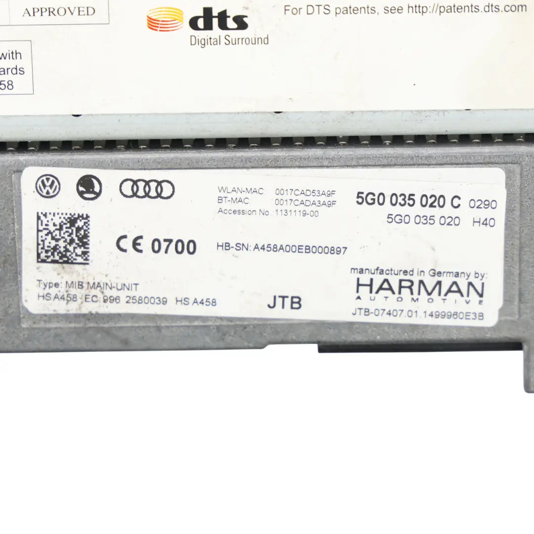 5G GTI Unità Controllo Multimediale Infotainment per Volkswagen Golf MK7 con numero di parte 5G0035020C Volkswagen Golf MK7 5G GTI Unità Controllo Multimediale Infotainment - SKU 5G0035020C - Numero di parte 5G0035020C
