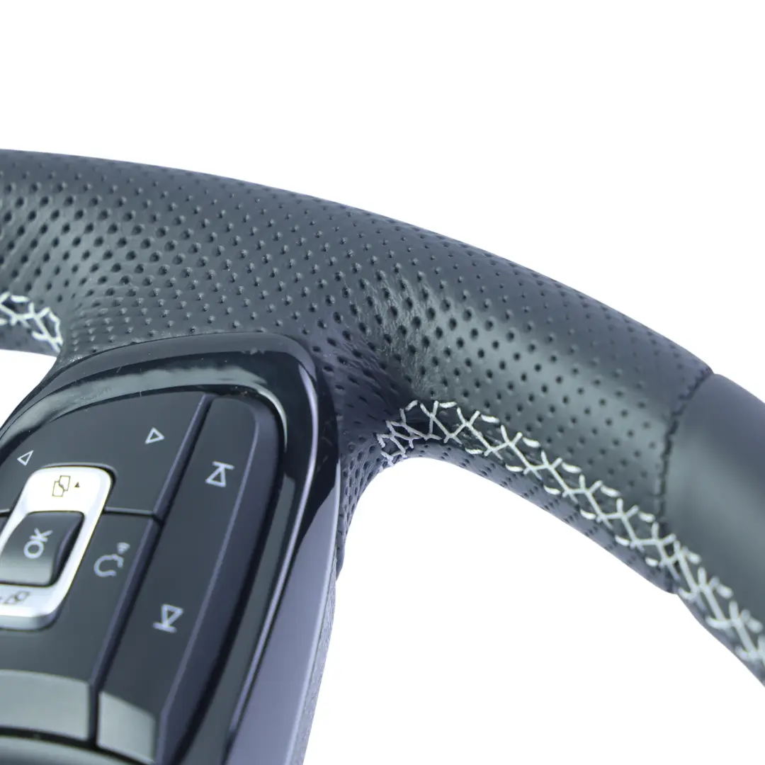 Steering Wheel NEW Black Leather Flat Bottom to Volkswagen Golf Mk7 R with Part number 5G0419091HQ Volkswagen Golf Mk7 R Steering Wheel NEW Black Leather Flat Bottom - SKU 5G0419091HQ-1 - Part number 5G0419091HQ