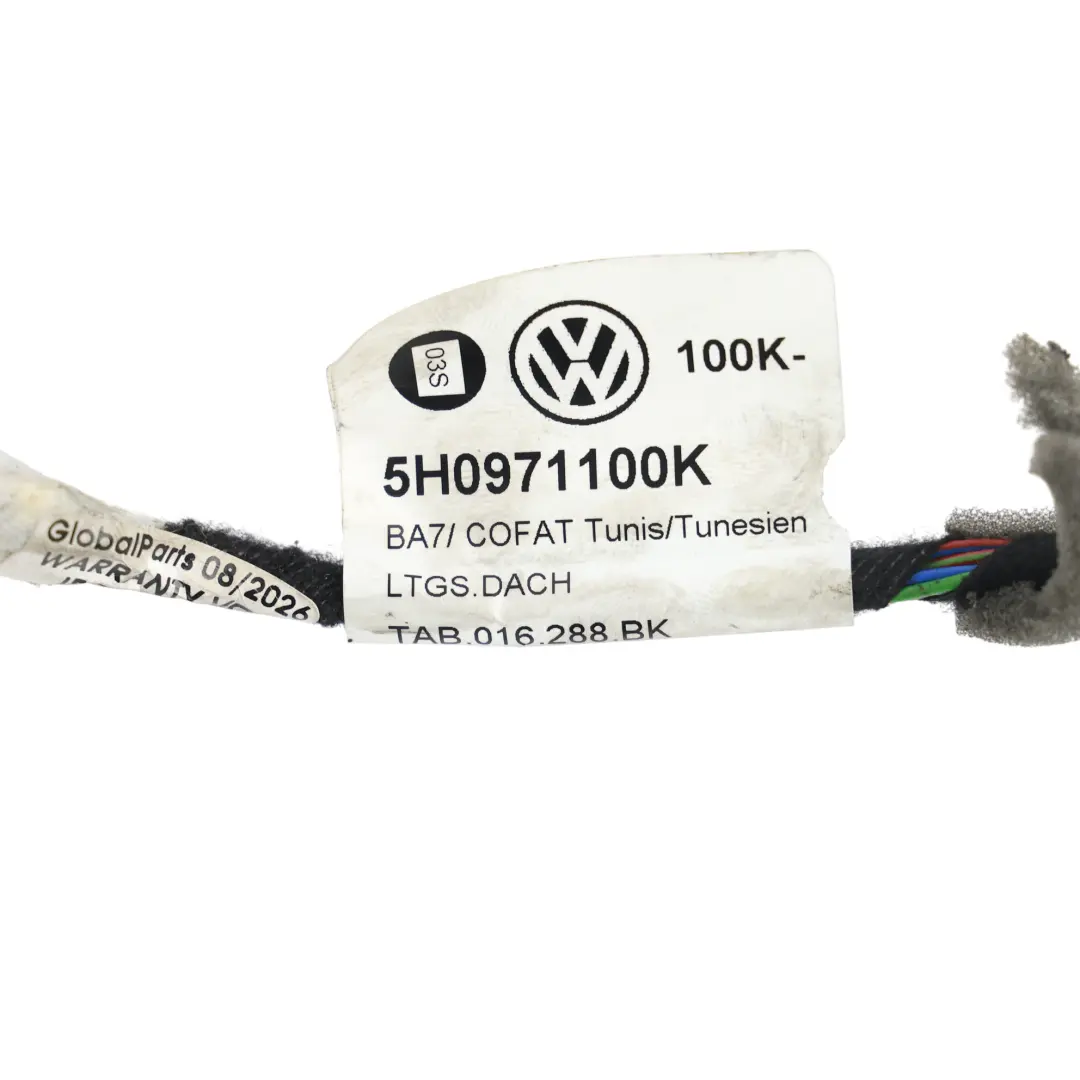 Mk8 Interior Headliner Roof Wiring Harness Cable Connector to VW Golf with Part number 5H0971100K VW Golf Mk8 Interior Headliner Roof Wiring Harness Cable Connector - SKU 5H0971100K - Part number 5H0971100K