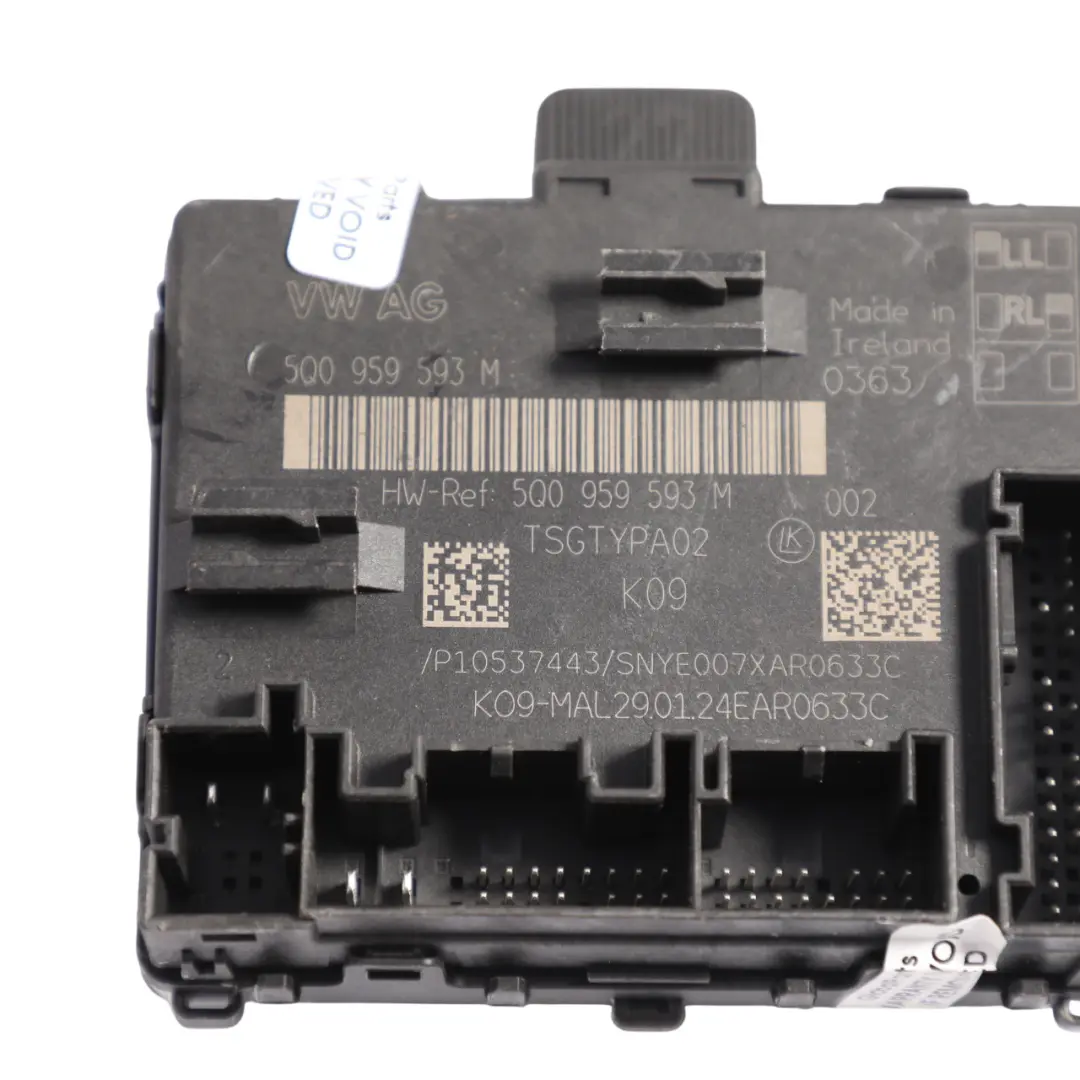 Front Door Module Control Unit ECU Right O/S to Audi Q2 GA with Part number 5Q0959593M Audi Q2 GA Front Door Module Control Unit ECU Right O/S - SKU 5Q0959593M - Part number 5Q0959593M