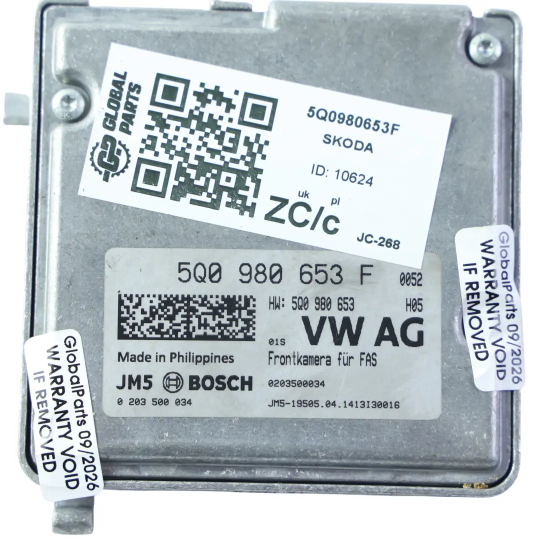 Skoda Octavia MK3 VR Modulo Telecamera Corsia Anteriore CHHB - SKU 5Q0980653F - Numero di parte 5Q0980653F