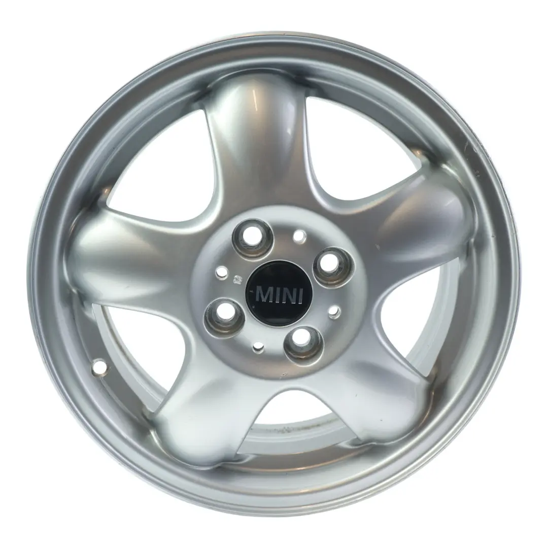 Alloy Rim 15" 5,5J 5-Start Spooler 100 to Mini Cooper One R50 R55 R56 Silver Wheel with Part number 6768498 Mini Cooper One R50 R55 R56 Silver Wheel Alloy Rim 15" 5,5J 5-Start Spooler 100 - SKU 6768498-3 - Part number 6768498