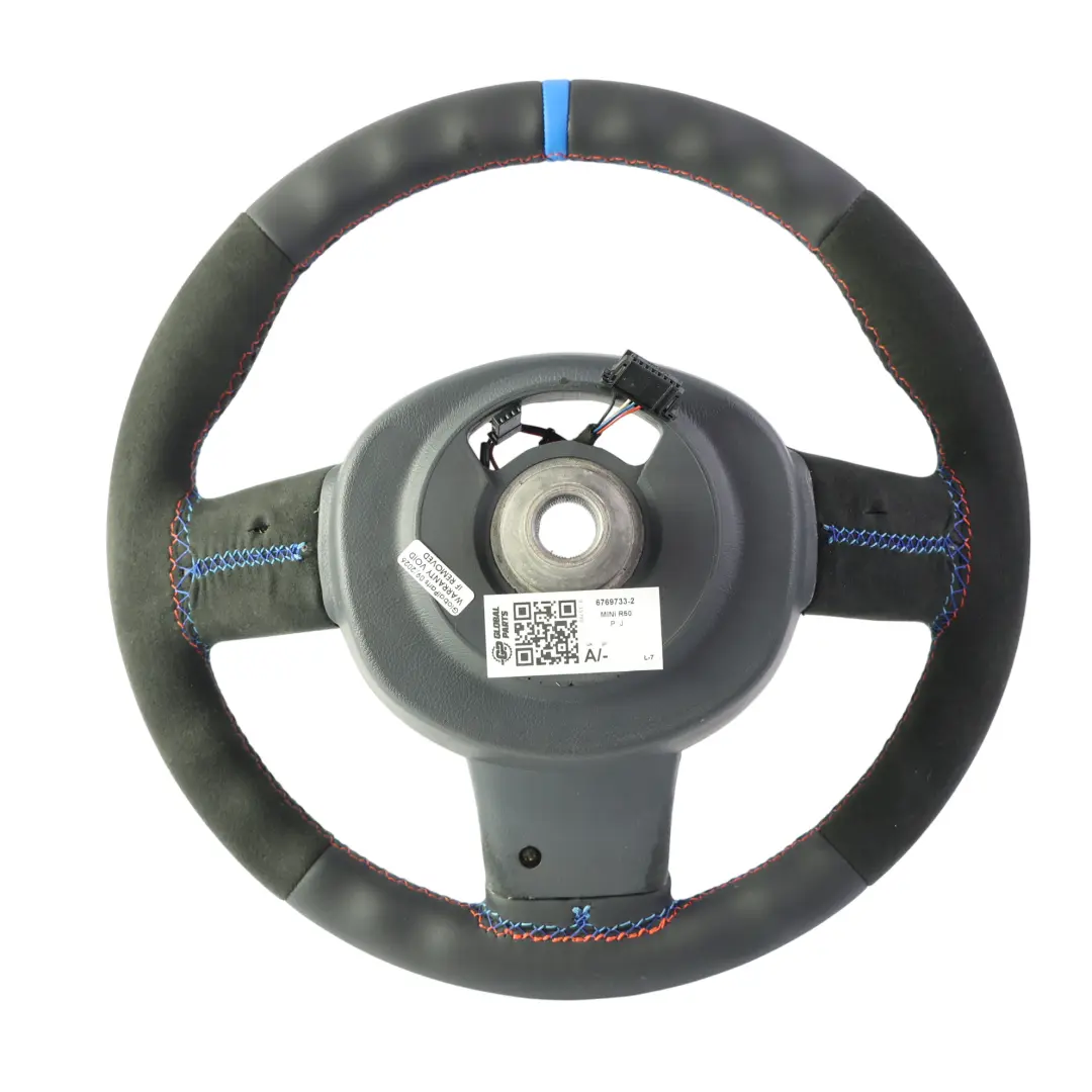 Steering Wheel NEW Black Leather Alcantara Sport to Mini Cooper R50 R52 R53 with Part number 6769733 Mini Cooper R50 R52 R53 Steering Wheel NEW Black Leather Alcantara Sport - SKU 6769733-2 - Part number 6769733