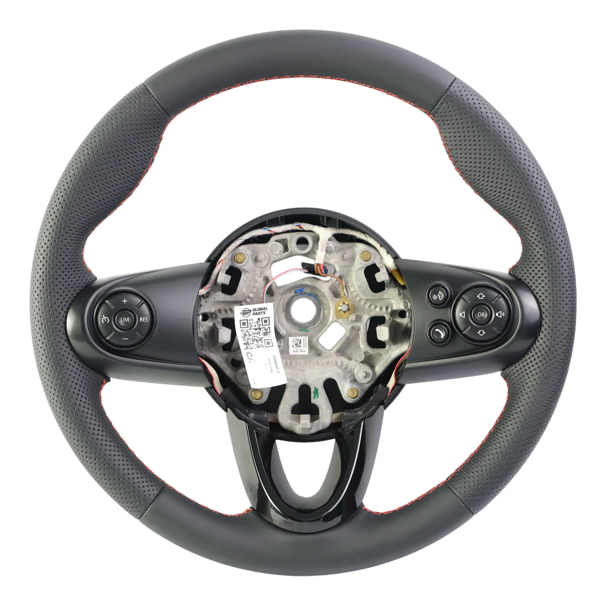 Mini Cooper F54 F55 F56 F60 NEW Black Leather Sport Steering Wheel Red Thread