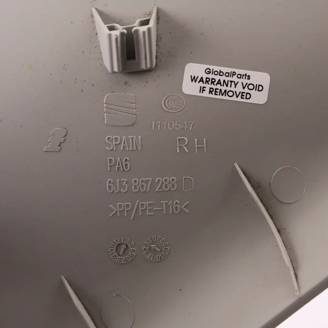 Seat Ibiza 6j Mk4 3D C D Pillar Trim Cover Panel Grey Right O/S - SKU 6J3867288D - Part number 6J3867288D