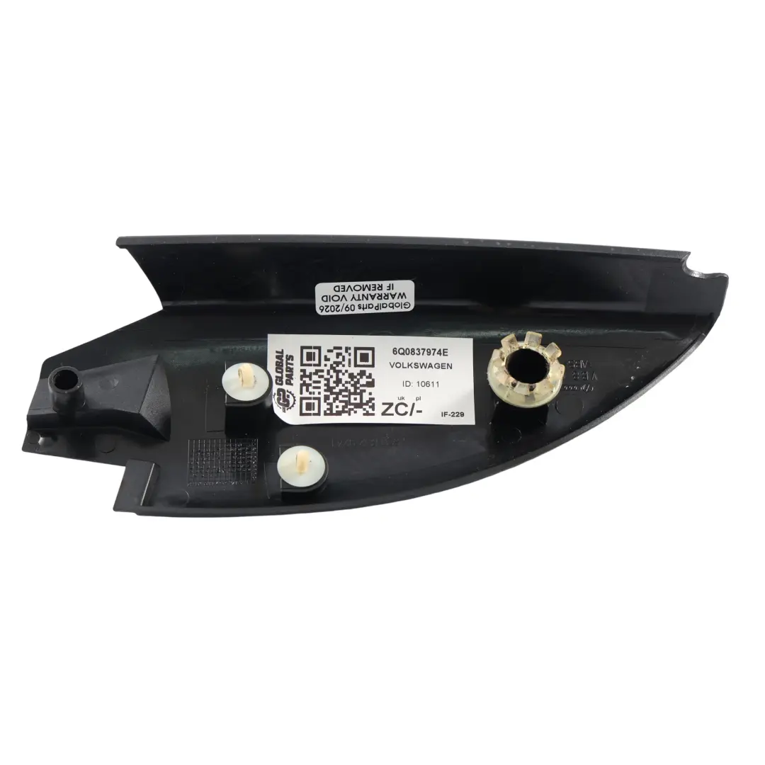 Mk4 Wing Mirror Interior Trim Panel Front Right O/S to Volkswagen Polo with Part number 6Q0837974E Volkswagen Polo Mk4 Wing Mirror Interior Trim Panel Front Right O/S - SKU 6Q0837974E - Part number 6Q0837974E