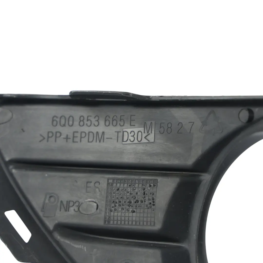 Front Bumper Fog Light Grill Left N/S to VW Volkswagen Polo 9N with Part number 6Q0853665E VW Volkswagen Polo 9N Front Bumper Fog Light Grill Left N/S - SKU 6Q0853665E - Part number 6Q0853665E