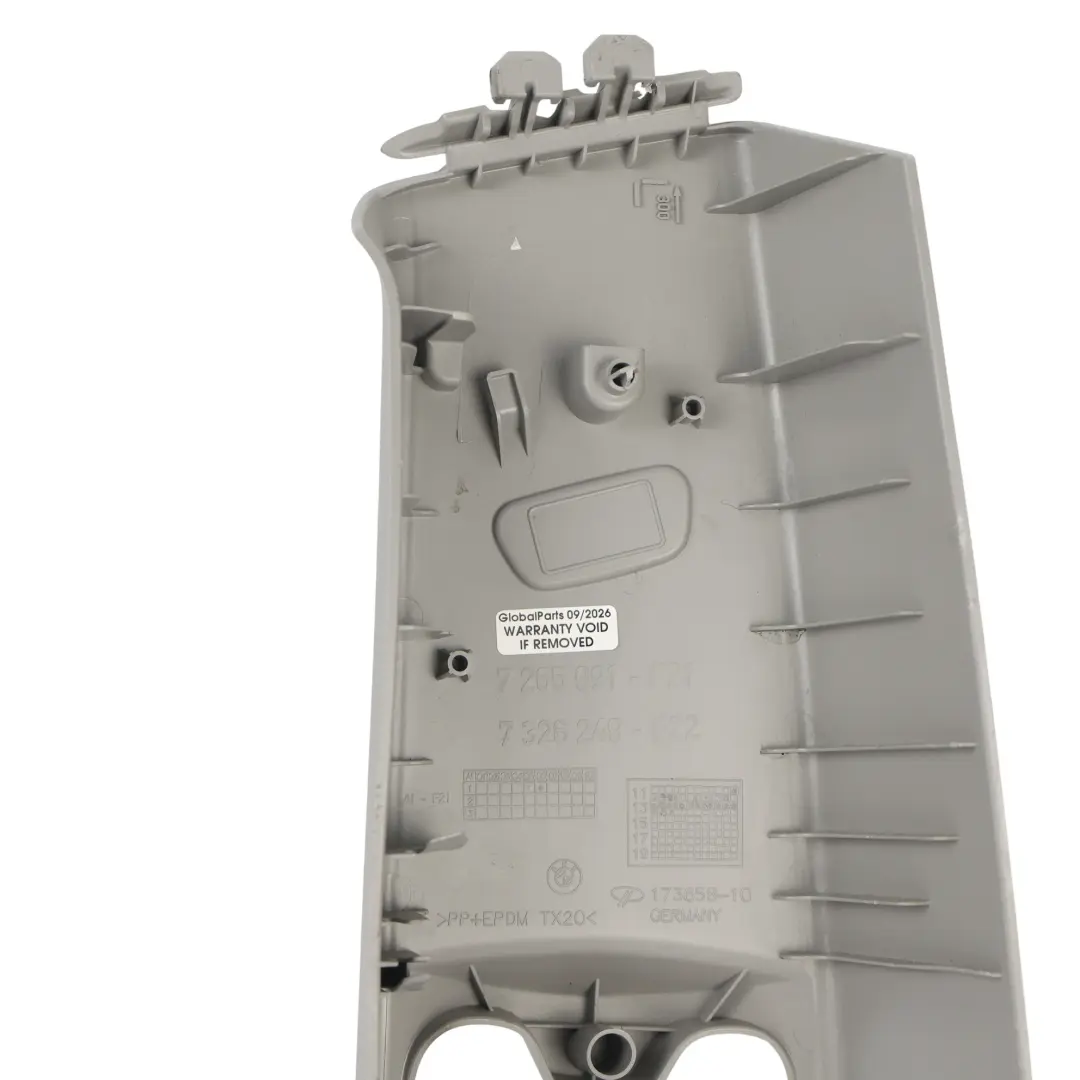 B-column Trim Pillar Upper Left N/S Everestgrau Grey to BMW F21 LCI Cover with Part number 7271423 BMW F21 LCI Cover B-column Trim Pillar Upper Left N/S Everestgrau Grey - SKU 7271423 - Part number 7271423
