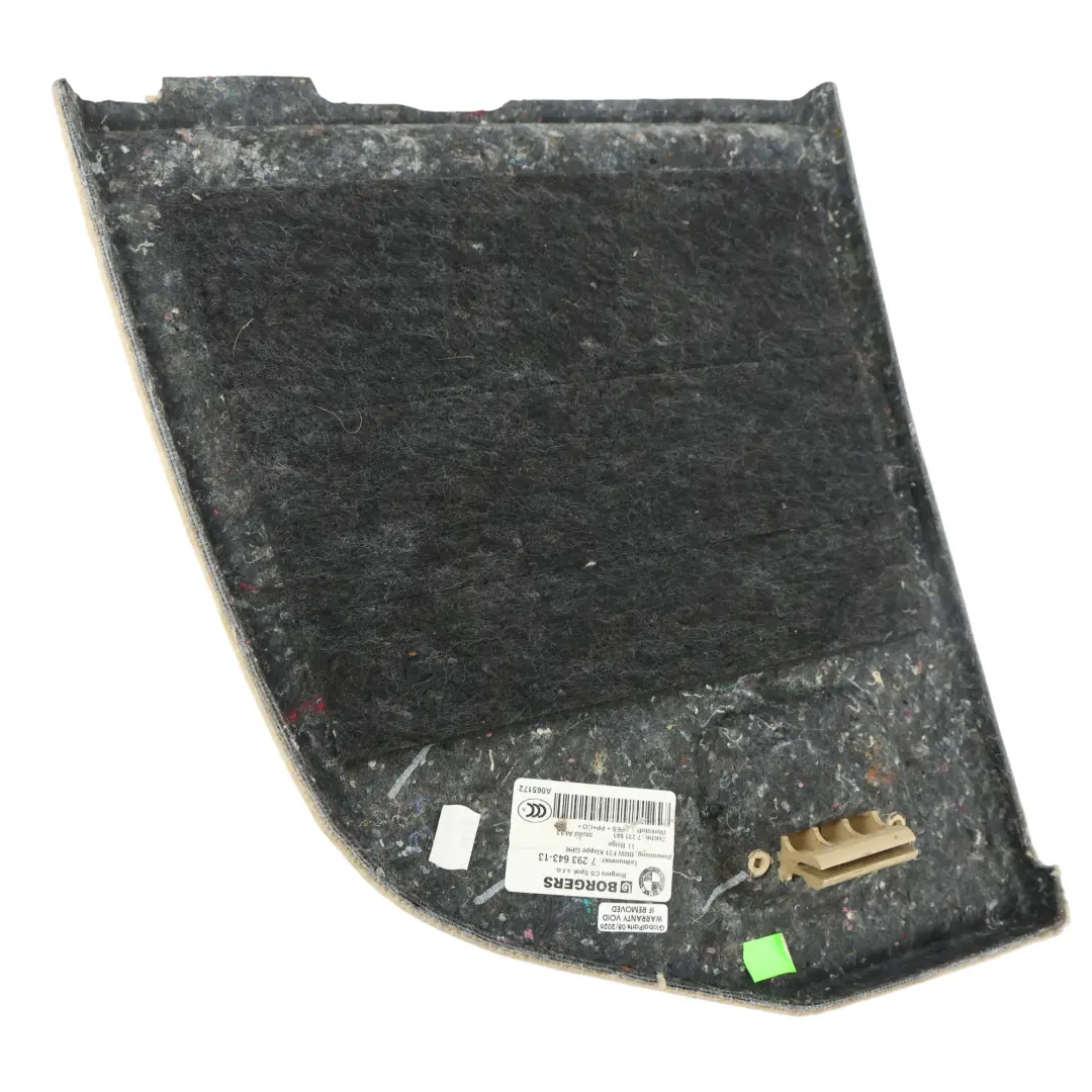 BMW F31 Trunk Trim Rear Carpet Flap Boot Panel Beige Left N/S - SKU 7293677-2 - Part number 7293677