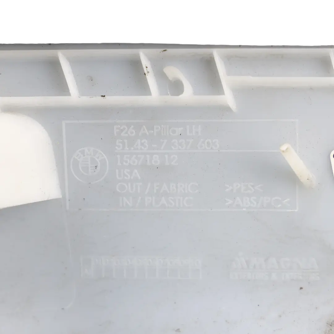 BMW F26 X4 Cache Garniture Pilier A Intérieur Gauche Noir - SKU 7337603 - Numéro de pièce 7337603