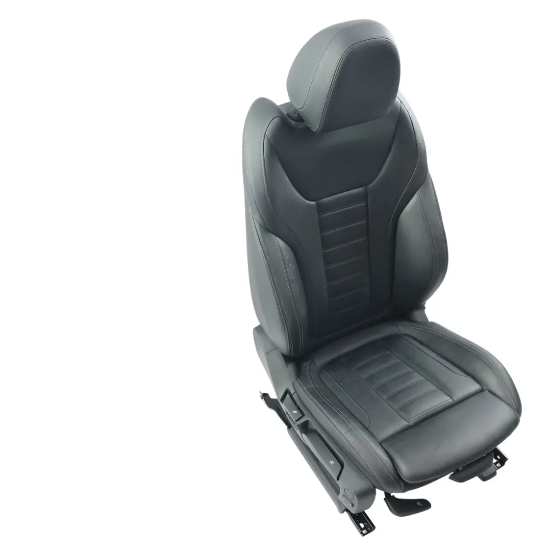 Front Seat BMW G20 G21 Sport Right O/S Leather Vernasca Black Gray Threads to with Part number 7472486 Front Seat BMW G20 G21 Sport Right O/S Leather Vernasca Black Gray Threads - SKU 7472486-1 - Part number 7472486