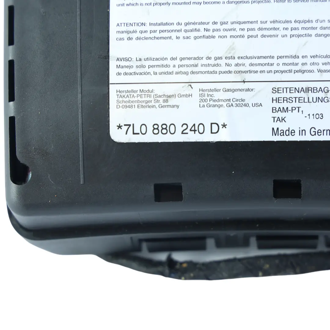 Porsche Cayenne 9PA Poduszka Airbag Fotela Boczna Przednia Prawa - SKU 7L0880240D - Numer Części 7L0880240D