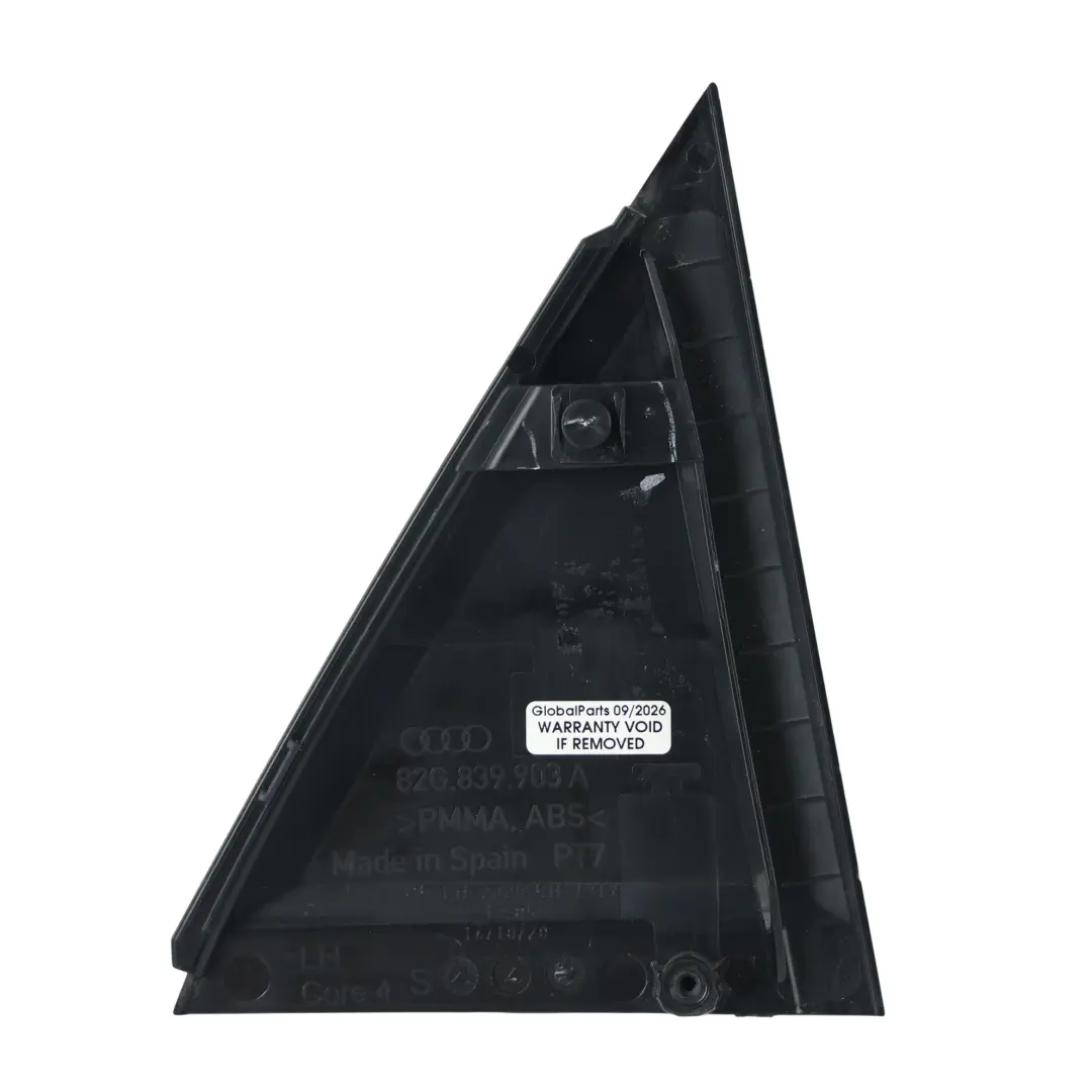 Audi A1 MK2 Moldura Triangular Esquina Puerta Trasera Izquierda Negra - SKU 82G839903A - Número de pieza 82G839903A