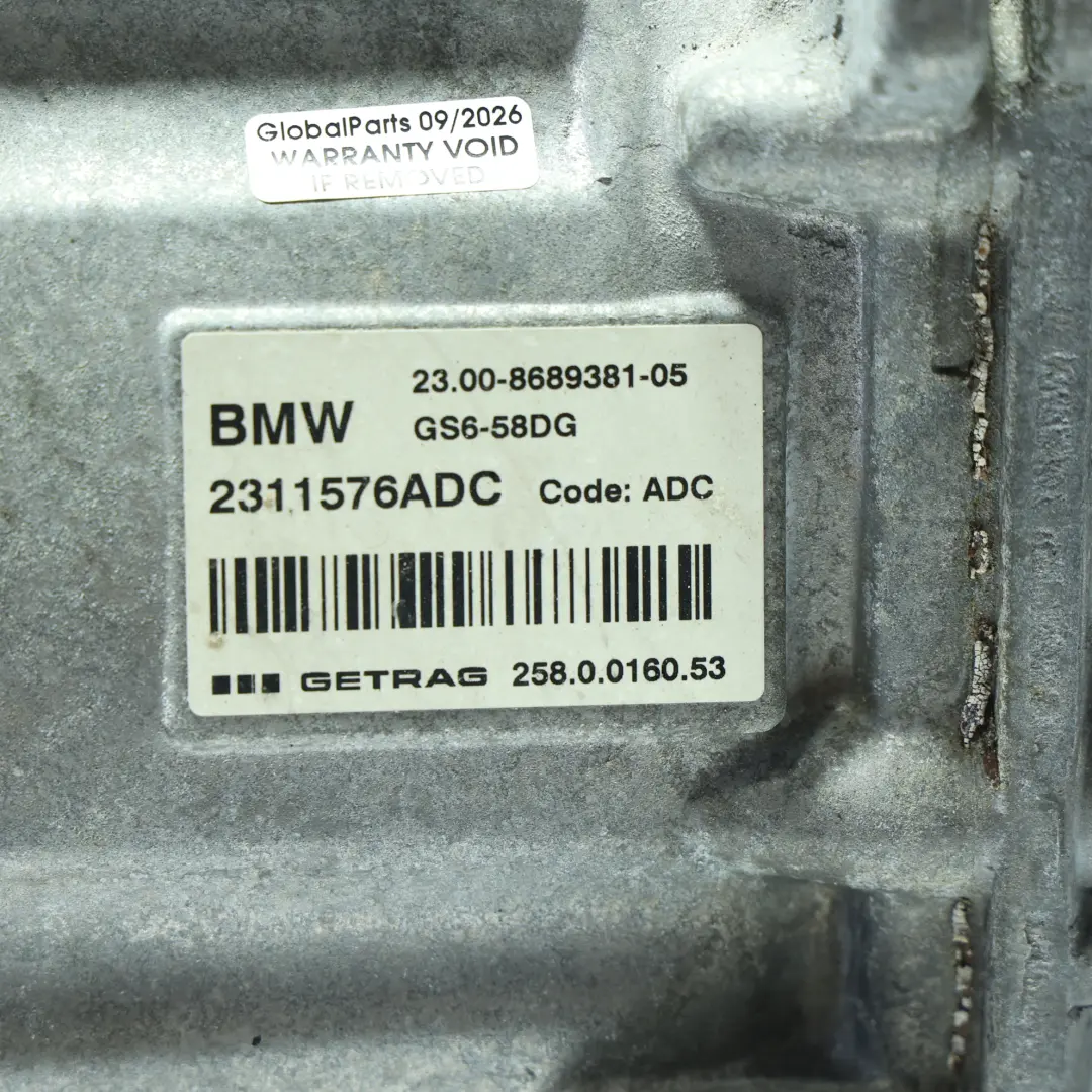Gearbox 6 Speed 1.5 Petrol GS6-58BG ADC WARRANTY to BMW F40 118i Manual with Part number 8689381 BMW F40 118i Manual Gearbox 6 Speed 1.5 Petrol GS6-58BG ADC WARRANTY - SKU 8689381 - Part number 8689381