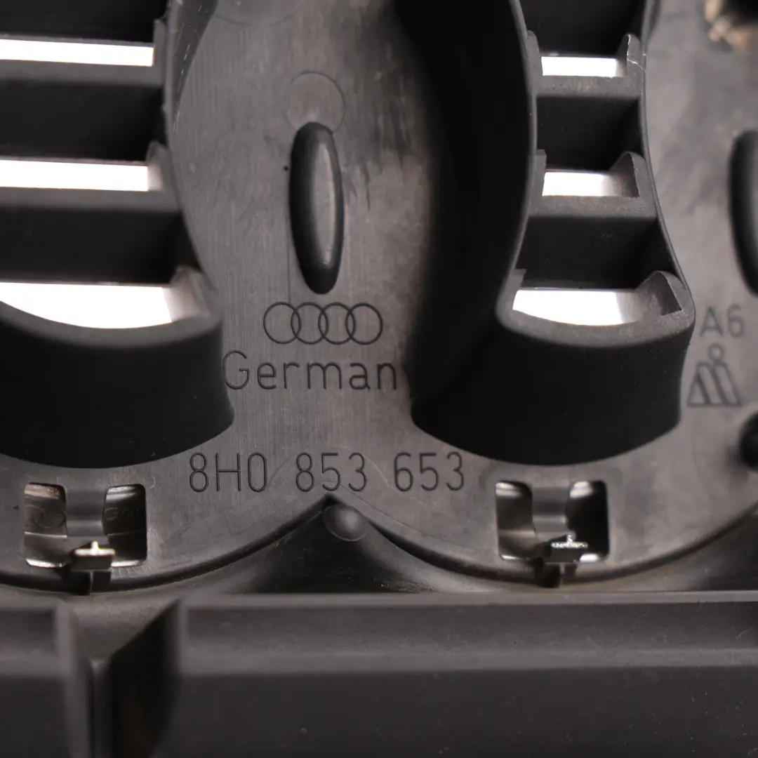 Front Bumper Centre Upper Grille Grid Panel Cover to Audi A4 B6 with Part number 8H0853653 Audi A4 B6 Front Bumper Centre Upper Grille Grid Panel Cover - SKU 8H0853653 - Part number 8H0853653