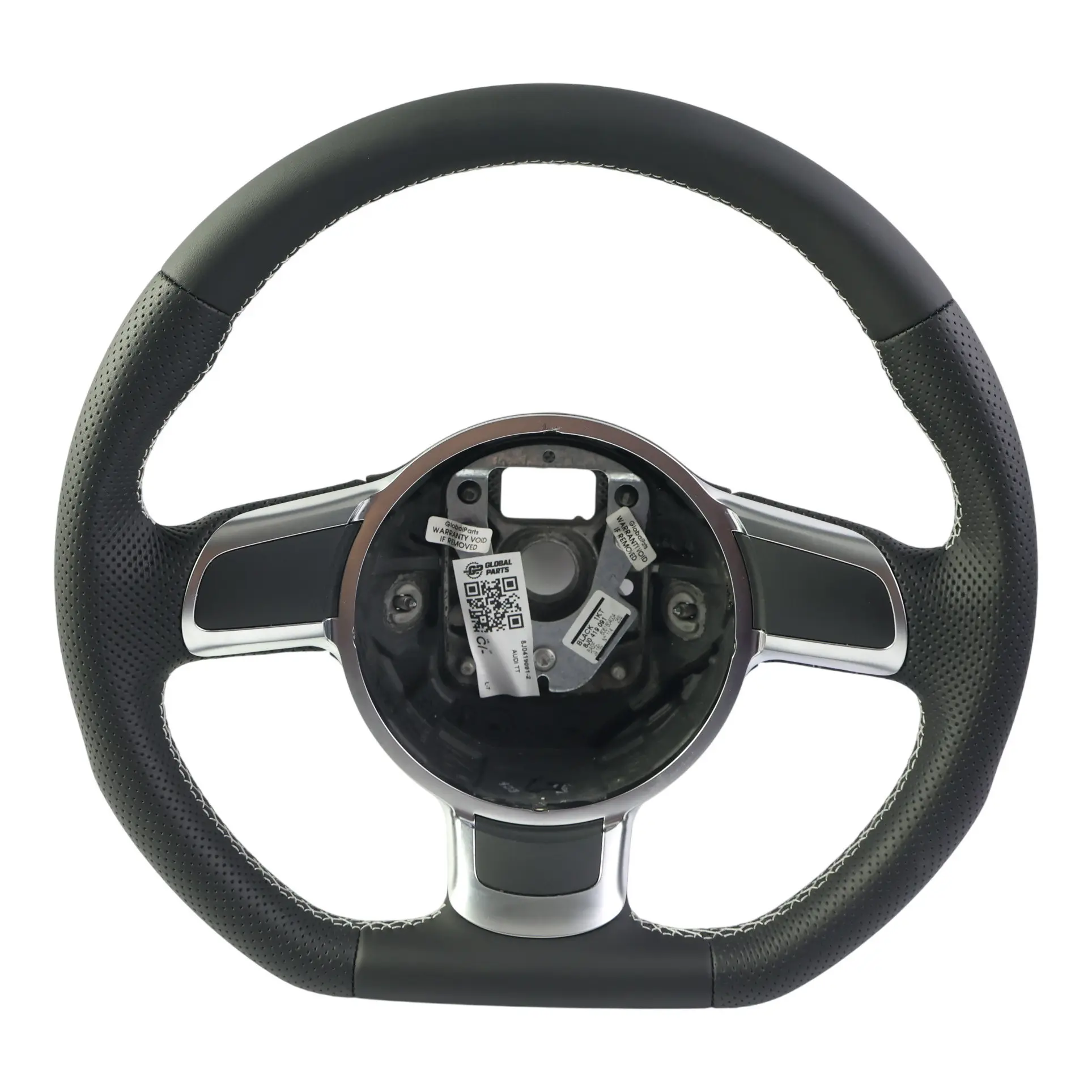 Audi TT 8J Volante Negro NUEVO Cuero Fondo Plano Costuras Blancas 8J0419091