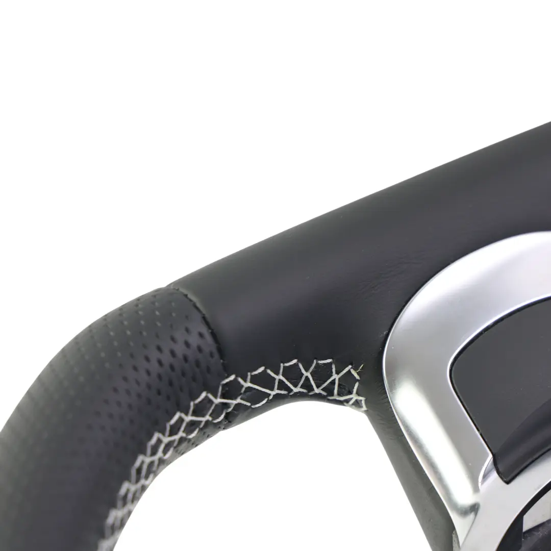 Negro NUEVO Cuero Fondo Plano Costuras Blancas para Audi TT 8J Volante con número de pieza 8J0419091 Audi TT 8J Volante Negro NUEVO Cuero Fondo Plano Costuras Blancas - SKU 8J0419091-2 - Número de pieza 8J0419091