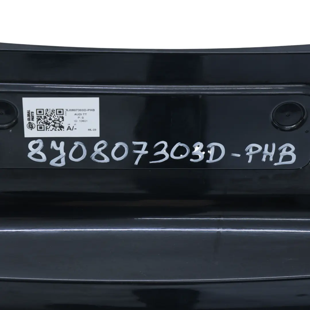 Bumper Trim Panel Covering Phantom Black - Z9Y to Audi TT TTS 8J Rear with Part number 8J0807303D Audi TT TTS 8J Rear Bumper Trim Panel Covering Phantom Black - Z9Y - SKU 8J0807303D-PHB - Part number 8J0807303D