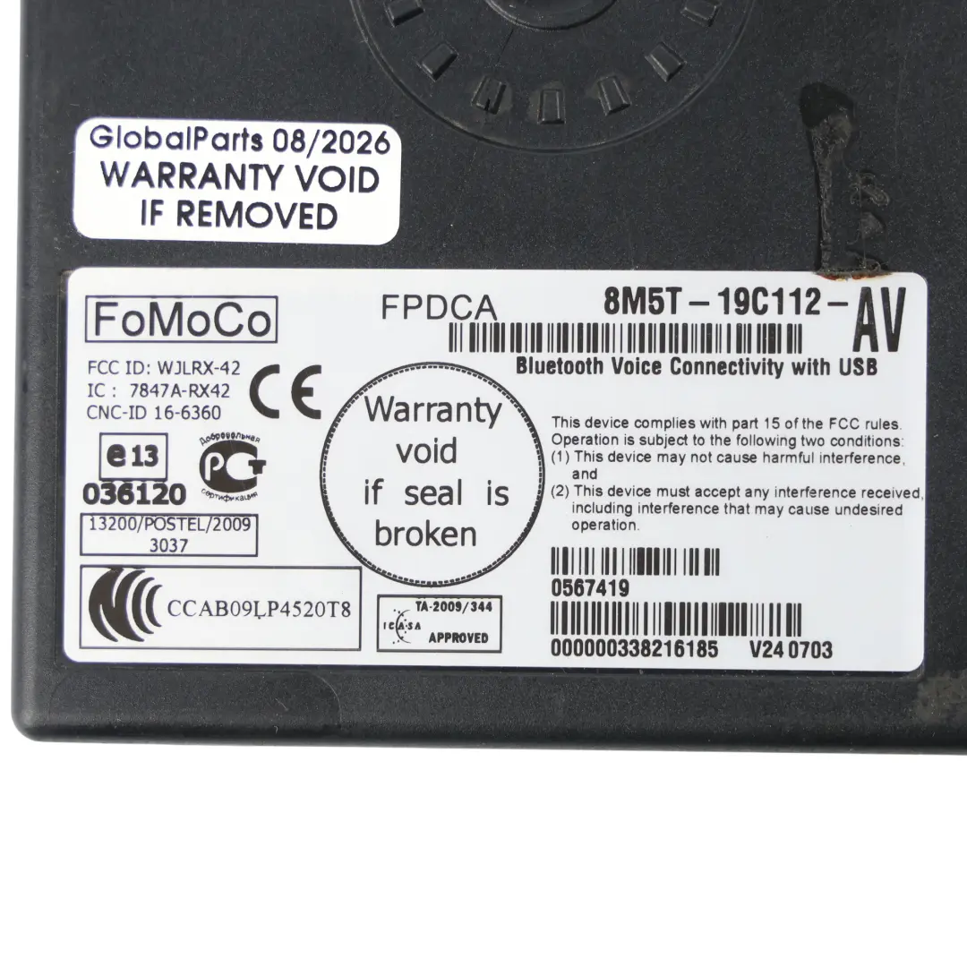 Mk6 Mondeo Mk4 Modulo Voce Bluetooth per Ford Ranger con numero di parte 8M5T-19C112-AV Ford Ranger Mk6 Mondeo Mk4 Modulo Voce Bluetooth - SKU 8M5T-19C112-AV - Numero di parte 8M5T-19C112-AV