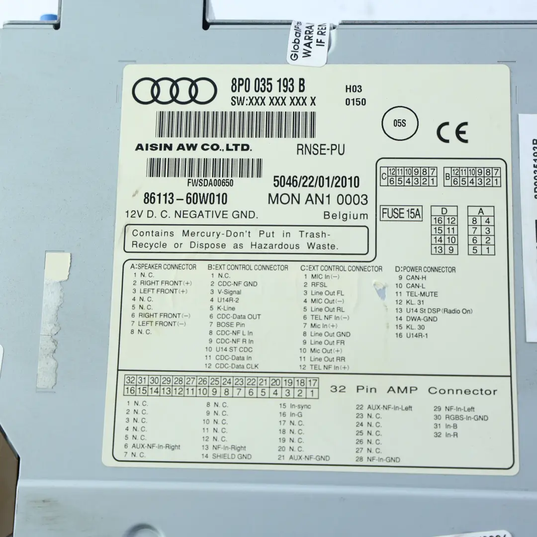 Écran Affichage Unité Navigation Sat Nav pour Audi A3 S3 8P à propos du numéro de pièce 8P0035193B Audi A3 S3 8P Écran Affichage Unité Navigation Sat Nav - SKU 8P0035193B - Numéro de pièce 8P0035193B