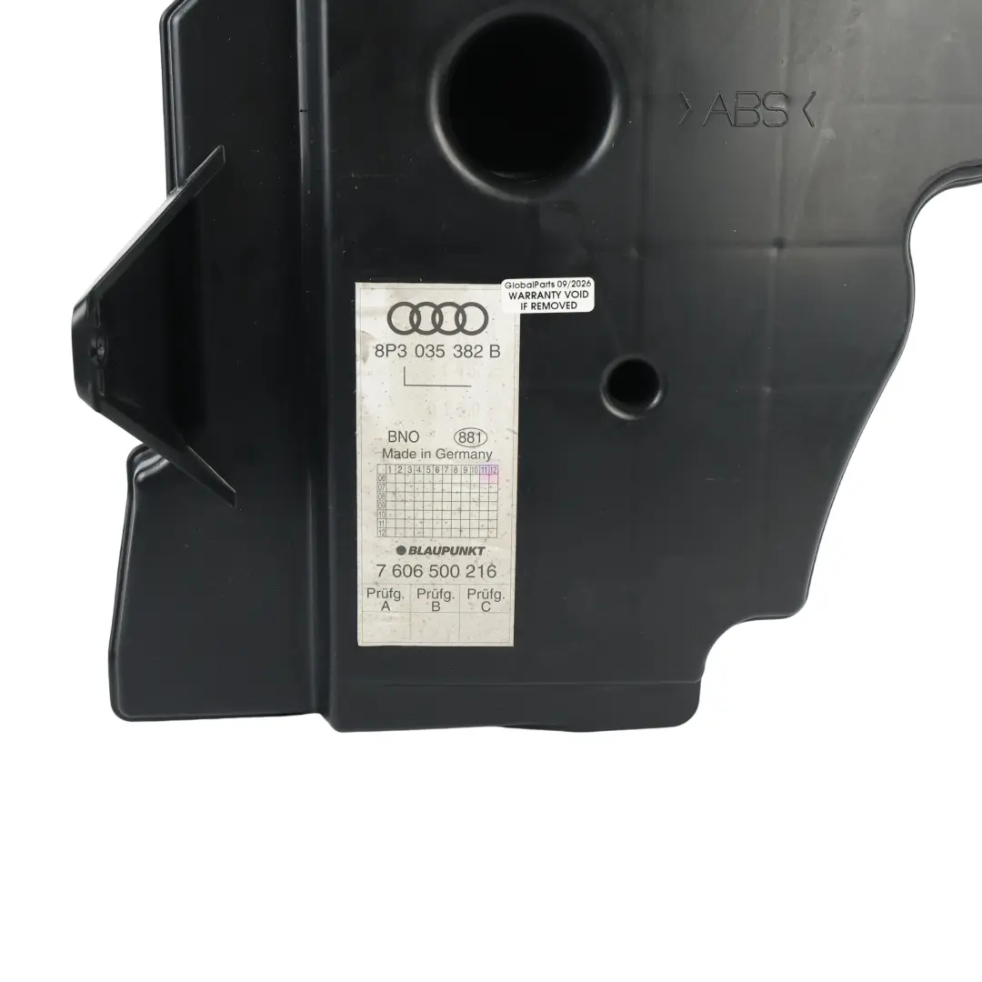 3Dr Amplificador Altavoz Subwoofer Trasero Izquierdo para Audi A3 8P con número de pieza 8P3035382B Audi A3 8P 3Dr Amplificador Altavoz Subwoofer Trasero Izquierdo - SKU 8P3035382B - Número de pieza 8P3035382B