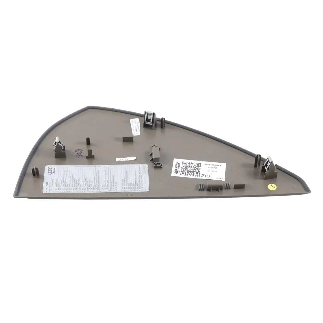 Copertura Terminale Cruscotto Pannello Destro Beige per Audi Q5 8R con numero di parte 8R0857086B Audi Q5 8R Copertura Terminale Cruscotto Pannello Destro Beige - SKU 8R0857086B-1 - Numero di parte 8R0857086B
