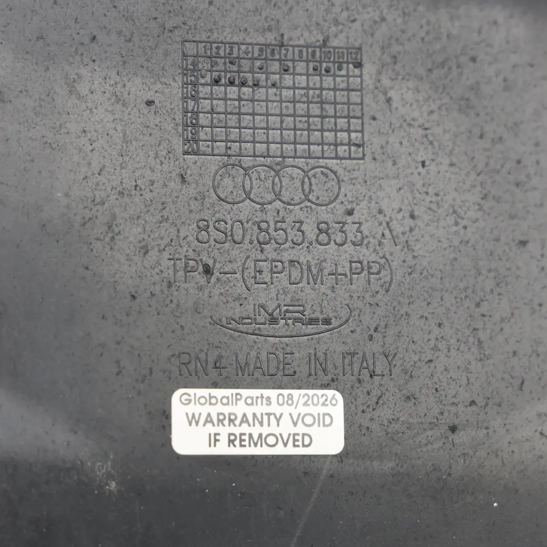 8S Rear Wheel Mud Flap Splash Guard Cover Left N/S to Audi TT TTS with Part number 8S0853833A Audi TT TTS 8S Rear Wheel Mud Flap Splash Guard Cover Left N/S - SKU 8S0853833A - Part number 8S0853833A