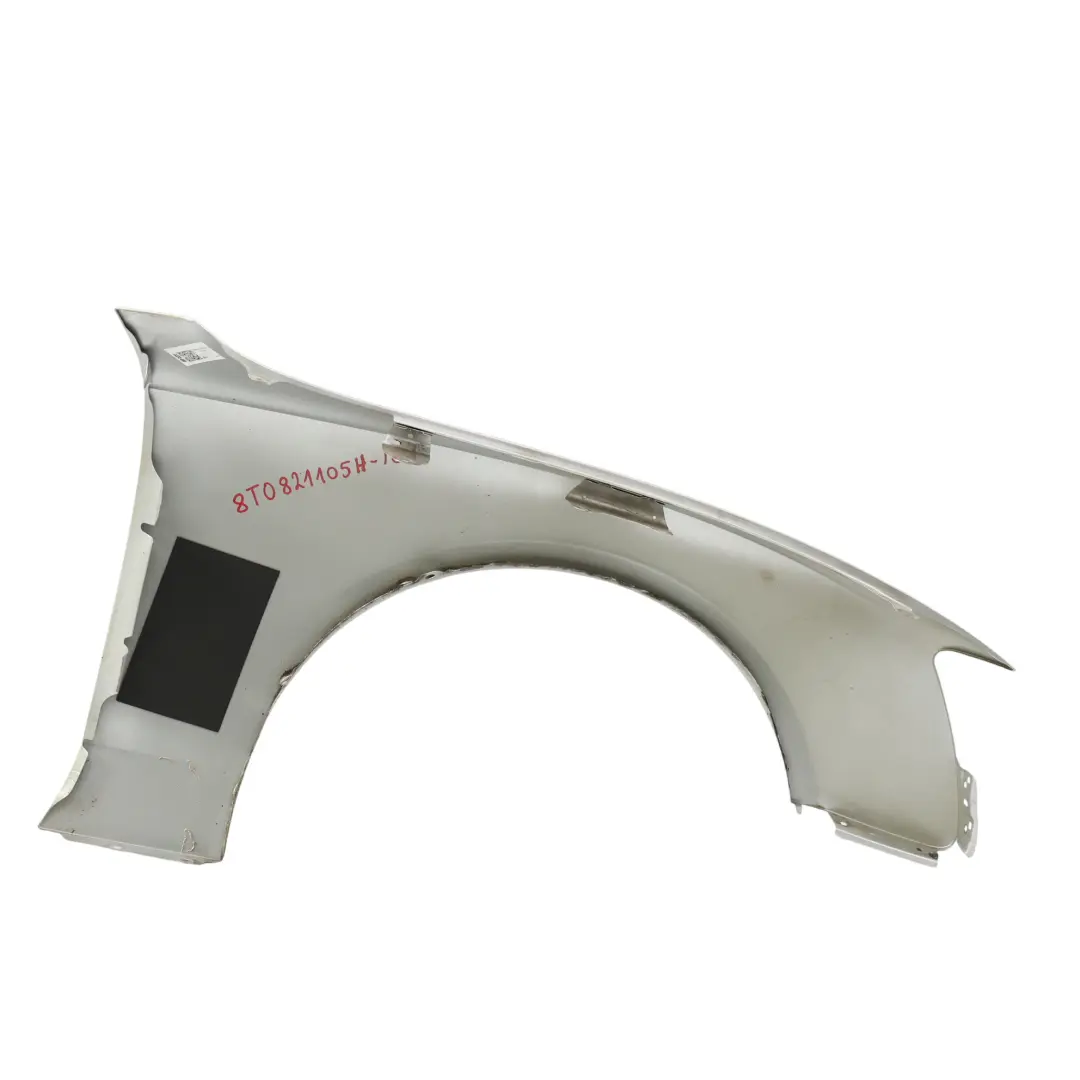 Side Panel Front Left N/S Wing Fender Ice Silver Metallic - X7W to Audi A5 8T with Part number 8T0821105H Audi A5 8T Side Panel Front Left N/S Wing Fender Ice Silver Metallic - X7W - SKU 8T0821105H-ICS - Part number 8T0821105H