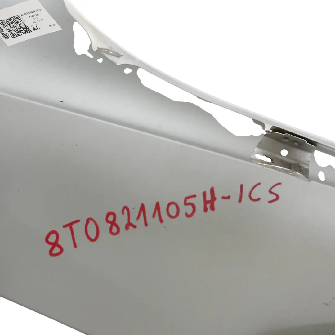 Side Panel Front Left N/S Wing Fender Ice Silver Metallic - X7W to Audi A5 8T with Part number 8T0821105H Audi A5 8T Side Panel Front Left N/S Wing Fender Ice Silver Metallic - X7W - SKU 8T0821105H-ICS - Part number 8T0821105H