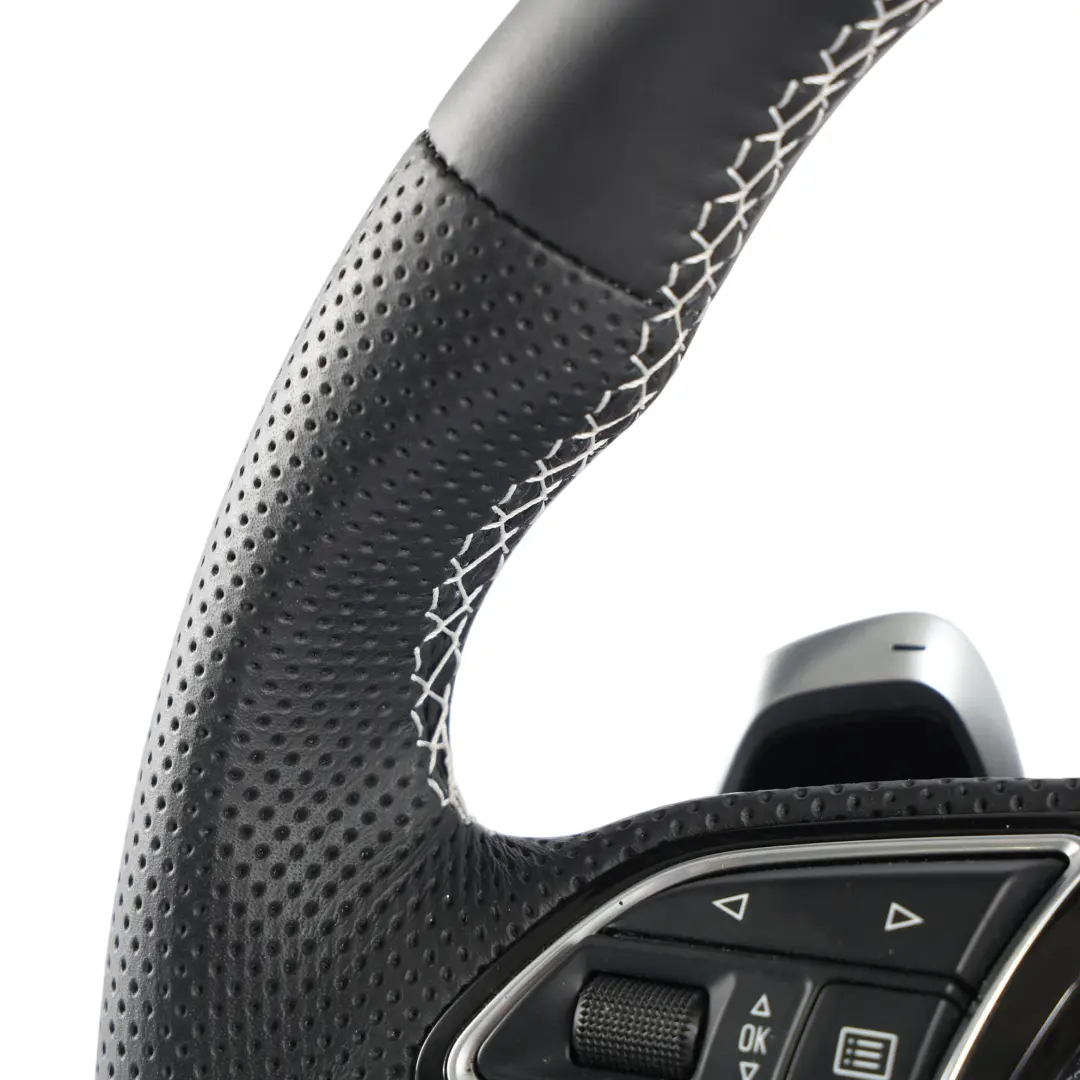 Audi RS Q3 8U Volante Pelle Nero Fondo Piatto Paddle NUOVO - SKU 8U0419091AE-1 - Numero di parte 8U0419091AE