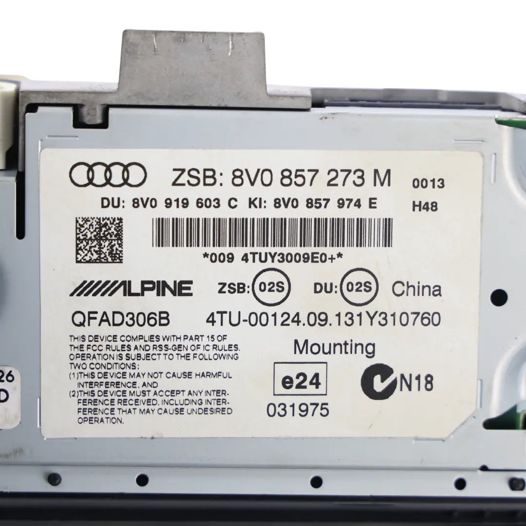 Navigation Multimedia Radio Player Screen Display 8V0857273M to Audi A3 S3 8V with Part number 8V0857974E Audi A3 S3 8V Navigation Multimedia Radio Player Screen Display 8V0857273M - SKU 8V0857974E-1 - Part number 8V0857974E