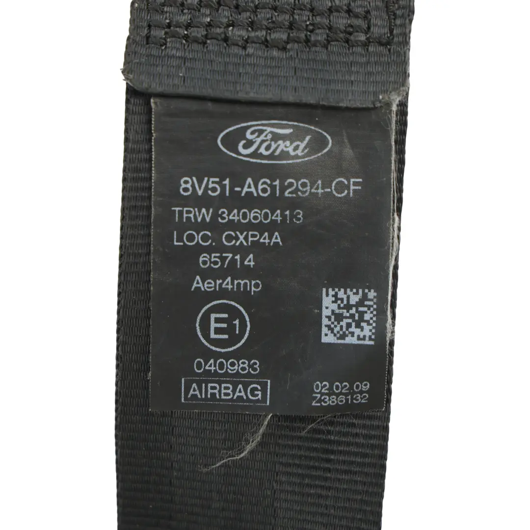 Front Seat Belt Seatbelt Right O/S Side Black to Ford Fiesta Mk7 with Part number 8V51-A61294-CF Ford Fiesta Mk7 Front Seat Belt Seatbelt Right O/S Side Black - SKU 8V51-A61294-CF - Part number 8V51-A61294-CF