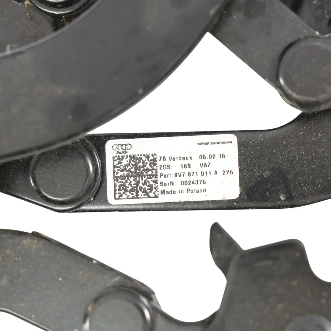 Roof Top Frame Hood Coat Hinge Arm Left N/S to Audi A3 8V with Part number 8V7871025A Audi A3 8V Roof Top Frame Hood Coat Hinge Arm Left N/S - SKU 8V7871025A-1 - Part number 8V7871025A