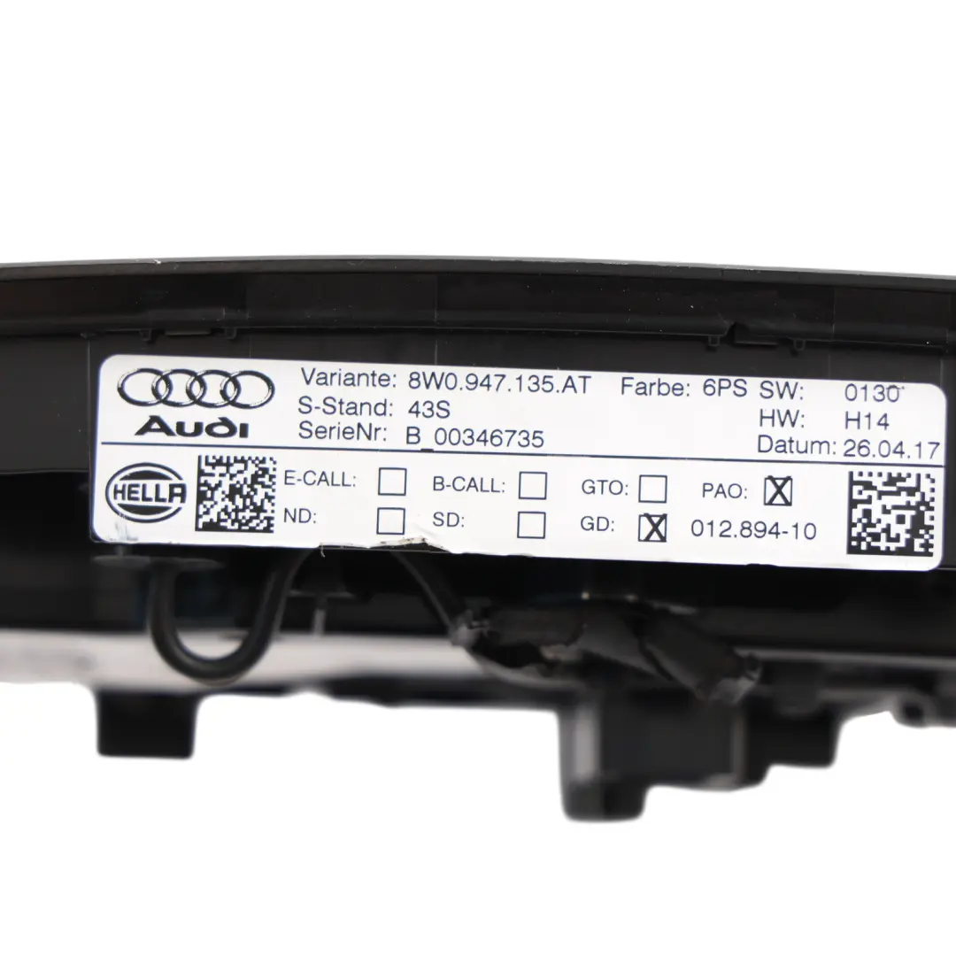 Audi A4 B9 Inner Roof Headliner Courtesy Reading Light Lamp Switch - SKU 8W0947135AT - Part number 8W0947135AT