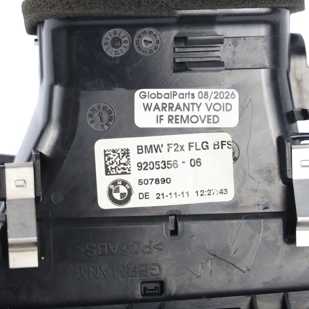 BMW F20 F21 F22 Rejilla Conducto Aire Ventilación Salpicadero Derecha - SKU 9205356-13 - Número de pieza 9205356