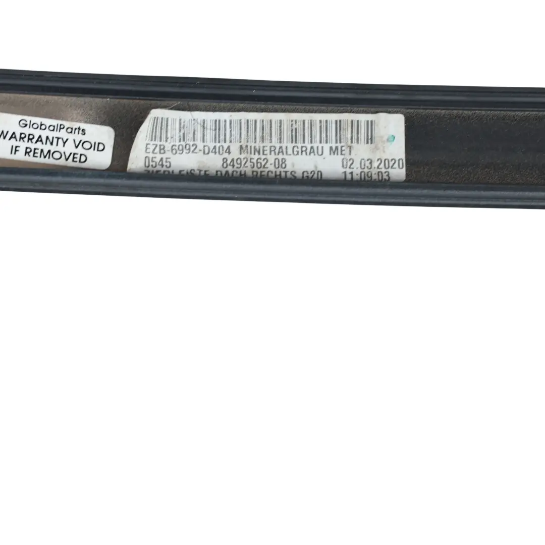 BMW G20 Modanatura Barra Tetto Destra Grigio Minerale B39 - SKU 9464788-MG - Numero di parte 9464788