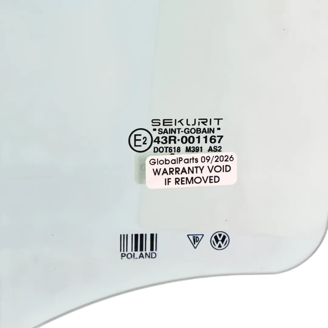Porsche Cayenne 955 957 Rear Door Window Glass Green AS2 Left N/S - SKU 95554261103 - Part number 95554261103
