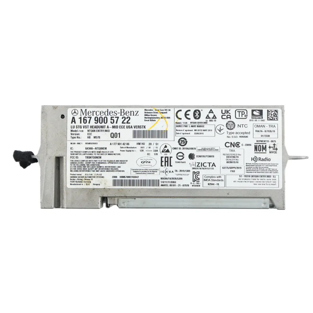 Mercedes W177 Radio Stereo Head Unit Sat - SKU A1679005722 - Part number A1679005722