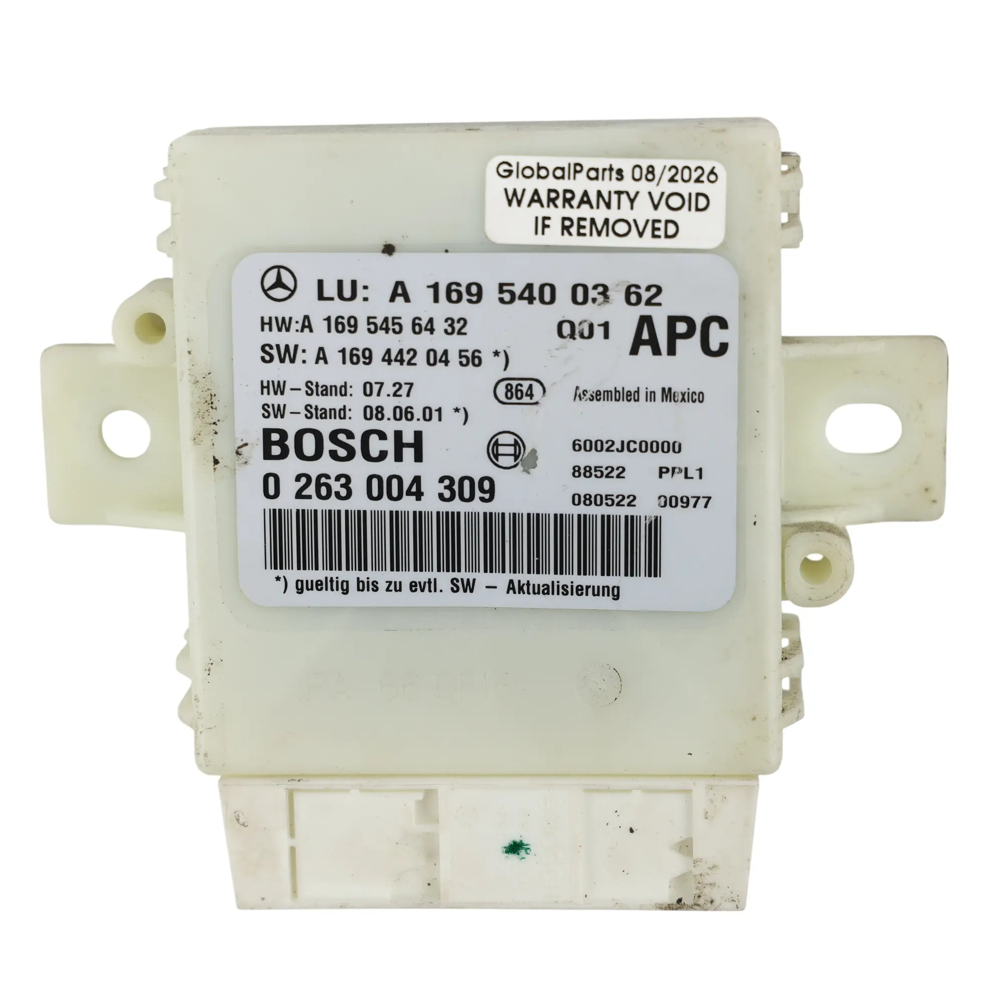 Mercedes W169 W245 Módulo Control Sensor Aparcamiento ECU A1695400362