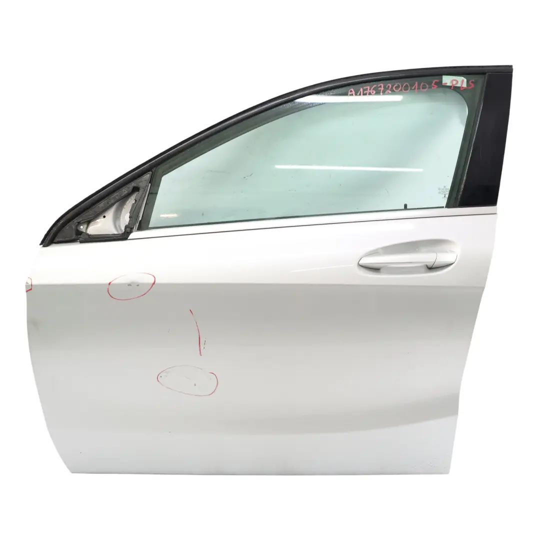 Door Front Left N/S A-Class Polar Silver Metallic - 761 to Mercedes W176 with Part number A1767200105 Mercedes W176 Door Front Left N/S A-Class Polar Silver Metallic - 761 - SKU A1767200105-PLS - Part number A1767200105