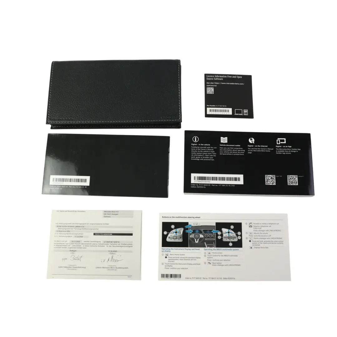 Mercedes W177 Owner's Handbook Information Booklet CD Wallet Pouch Case Set - SKU A1775842510 - Part number A1775842510