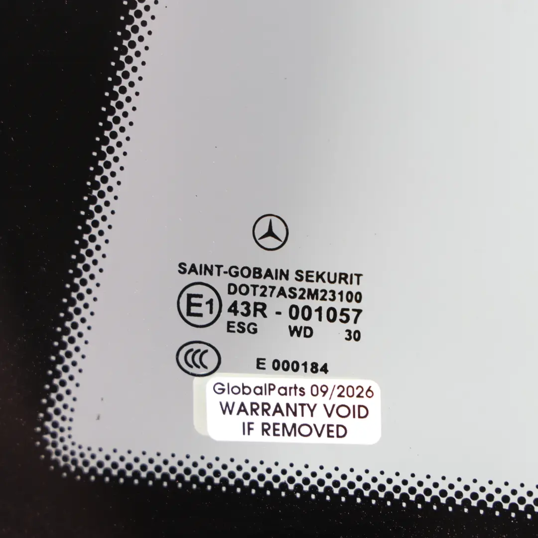 Mercedes CL203 Rear Window Glass Glazing AS2 Left N/S Obsidian Black - 197 - SKU A2036705912-OB - Part number A2036705912